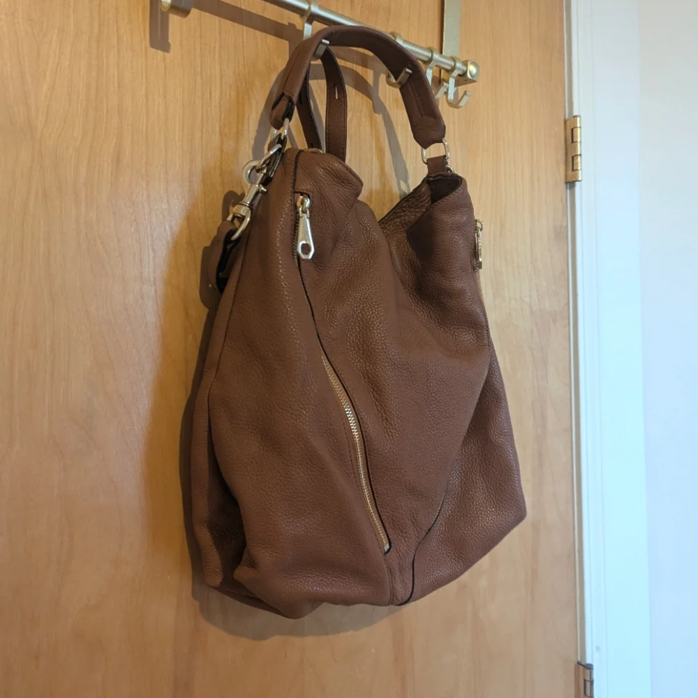 Rebecca Minkoff pebbled supple leather moto hobo shoulder/crossbody bag - Picture 6 of 10